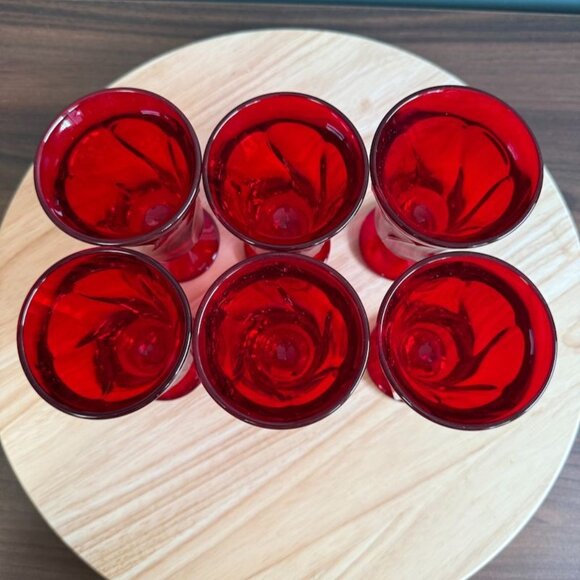 6 NOS Vintage Fostoria Jamestown Ruby Red Juice Goblets 4 3/4" Tall Elegant 4oz - Picture 7 of 8